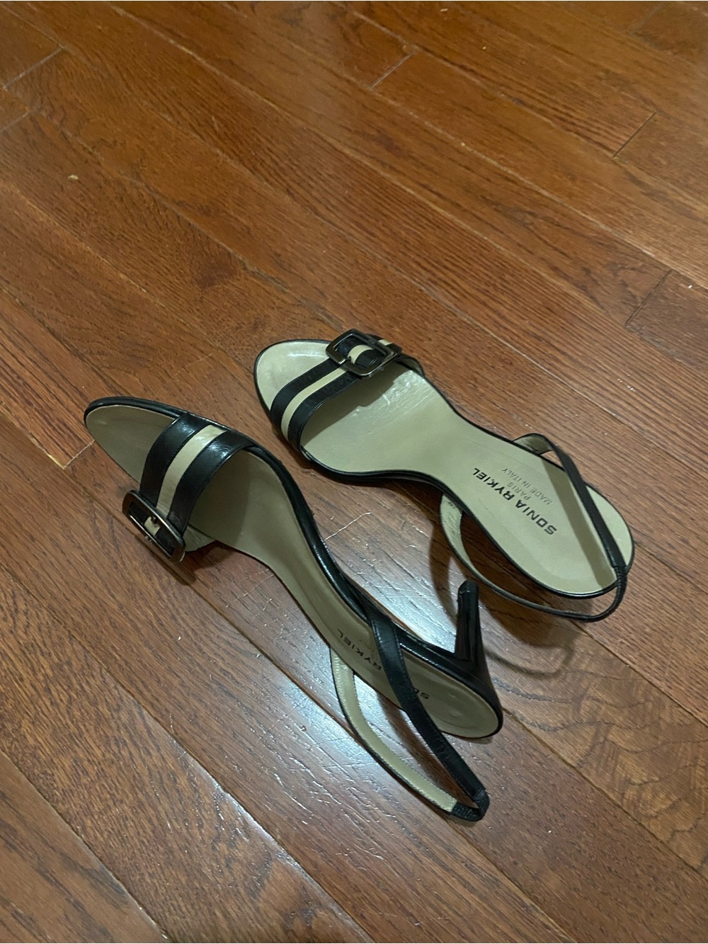 Sonia Rykiel Black Strappy Slingback Heels